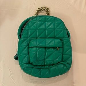 Green Leather ZARA Backpack with Good Accents